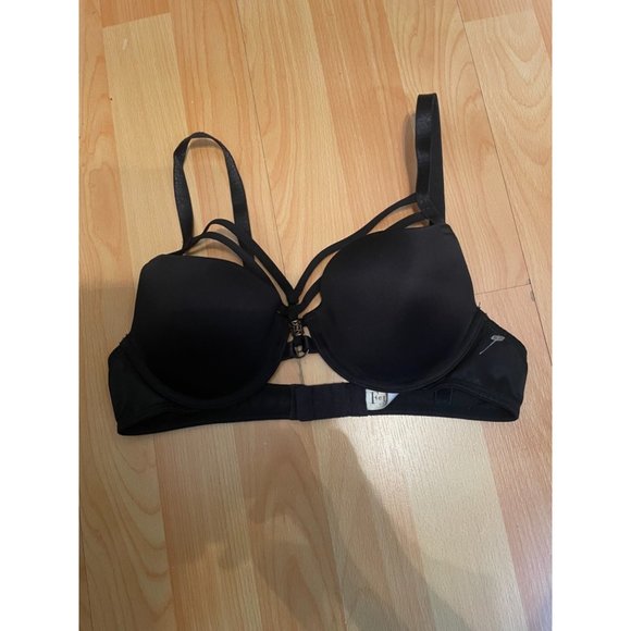 Black Felina Padded Underwired Adjust Bra with Gold Ornament Back Close Sz 34B - Picture 3 of 8